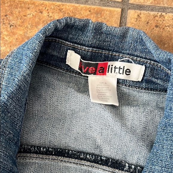 Live a Little Blue Denim Jacket Size XL - Picture 2 of 5